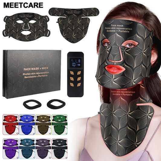 LED 8 Colors Face Mask and Neck Red Light Near Infrared Therapy Anti Aging